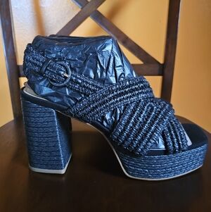 Marc Fisher Caddy Platform Sandal Size 9.5M NIB Black